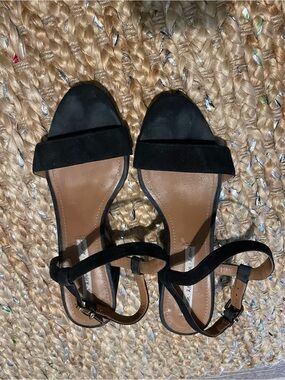 & Other Stories Black Suede Open-Toe  Block Heel Sandals Size 6